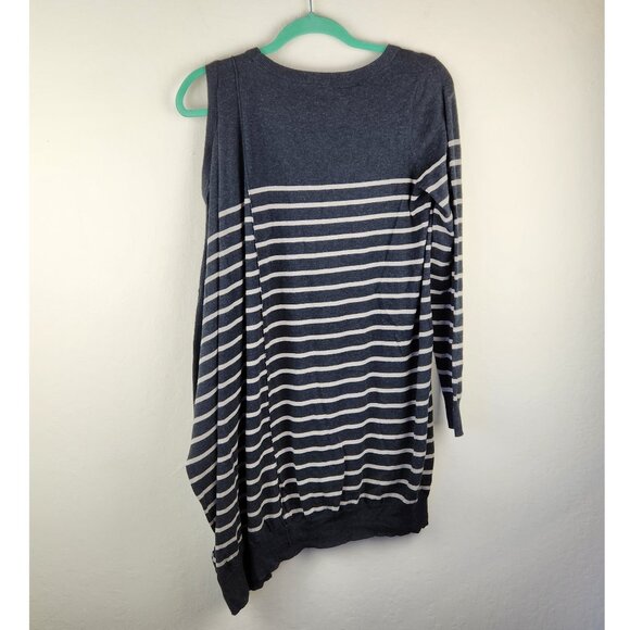 AllSaints Ridce Asymmetric Striped Cold Shoulder Long Sleeve Dress sz S - Picture 3 of 11